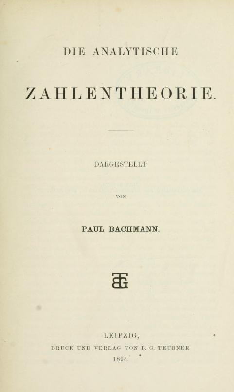 Bachmann, Paul - Die Analytische Zahlentheorie
