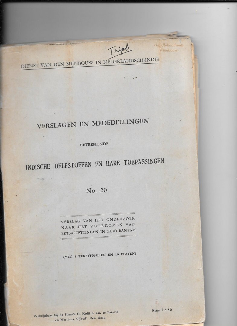 redactie - Verslagen en mededeelingen  betreffende Indische delfstoffen en haar toepassingen  no 20