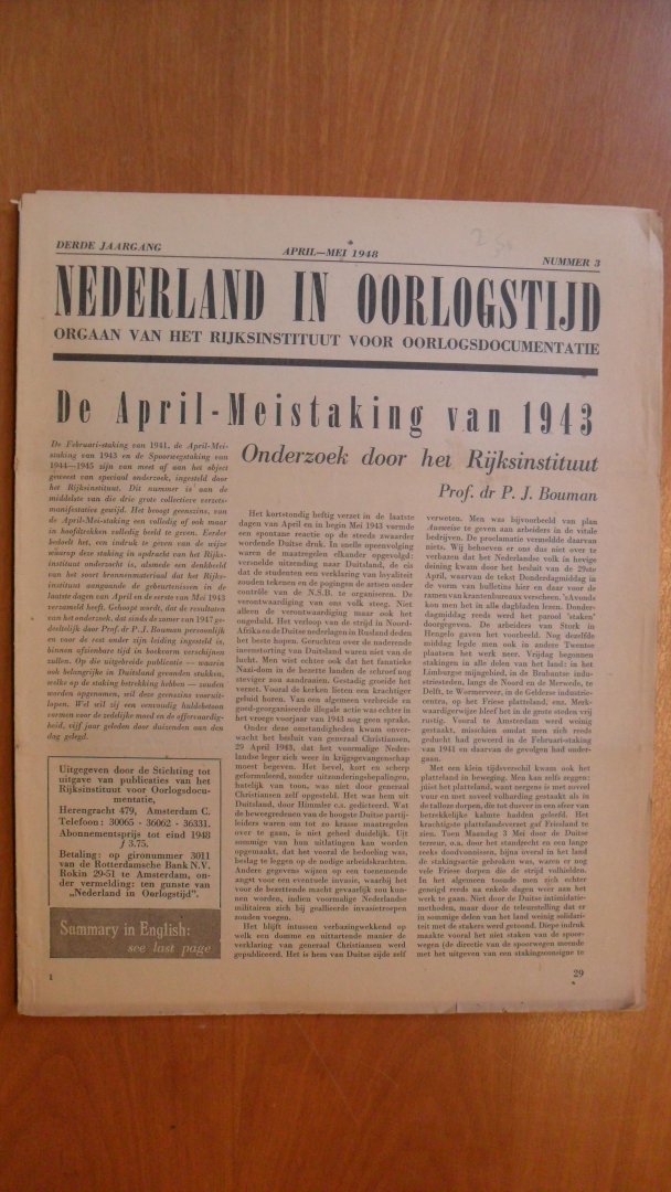 Redactie - Nederland in Oorlogstijd nr3  met o.a. De staking begint / De mijnen staken/ Schwebel rapporteert