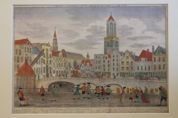 Utrecht. - De Kraan, het Stadt-Huys, en de St. Maartens, of Doms Kerk te Utrecht.