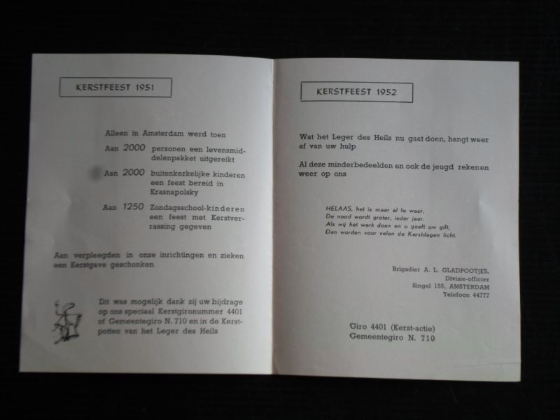 Folder Leger des Heils - Kerstfeest 1952