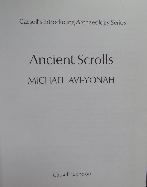 Avi-Yonah, Michael - Ancient scrolls