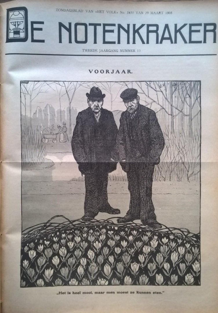 [Polak, Ed] (redactie)  & Albert Hahn [sr.] (beeld) - De Notenkraker, Zondagsblad van Het Volk - Dagblad van de Arbeiderspartij, [Politiek-Satiriek Weekblad]. Jaargang 2, (1908)