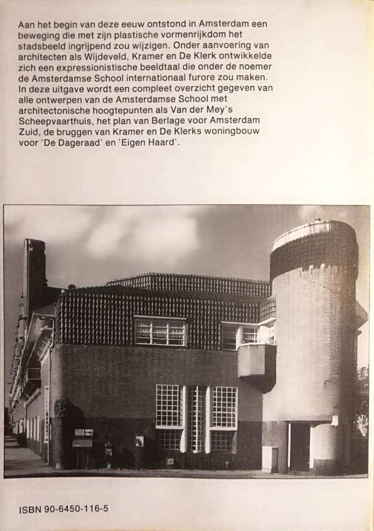 Casciato , Maristella . [ ISBN 9789064501166 ] 1819 ( Krantenknipsel uit de Volkskrant Zaterdag 19 November 1994 . " Gevelgordijnen voor een betonnen skelet " ) Rijkelijk geillustreerd  . - De Amsterdamse School . ( Aan het begin van deze eeuw ontstond in Amsterdam een beweging die met zijn plastische vorsten rijkdom het stadsbeeld ingrijpend zou wijzigen. Onder aanvoering van architecten als Wijdeveld, Kramer en De Klerk ontwikkelde -