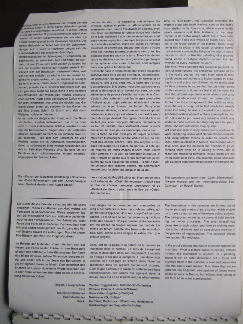 Wilhelm Pelikan - Arlesheim -Schweiz - Weleda Kalender 1972