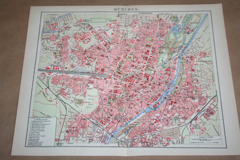  - Oude kaart/ plattegrond - München  - circa 1905
