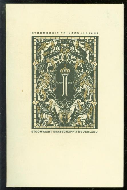 Carel Adolph Lion Cachet, - (EXLIBRIS - KLEIN GRAFIEK - SMALL GRAFIC ARTWORK) Ex libris van het stoomschip Prinses Juliana