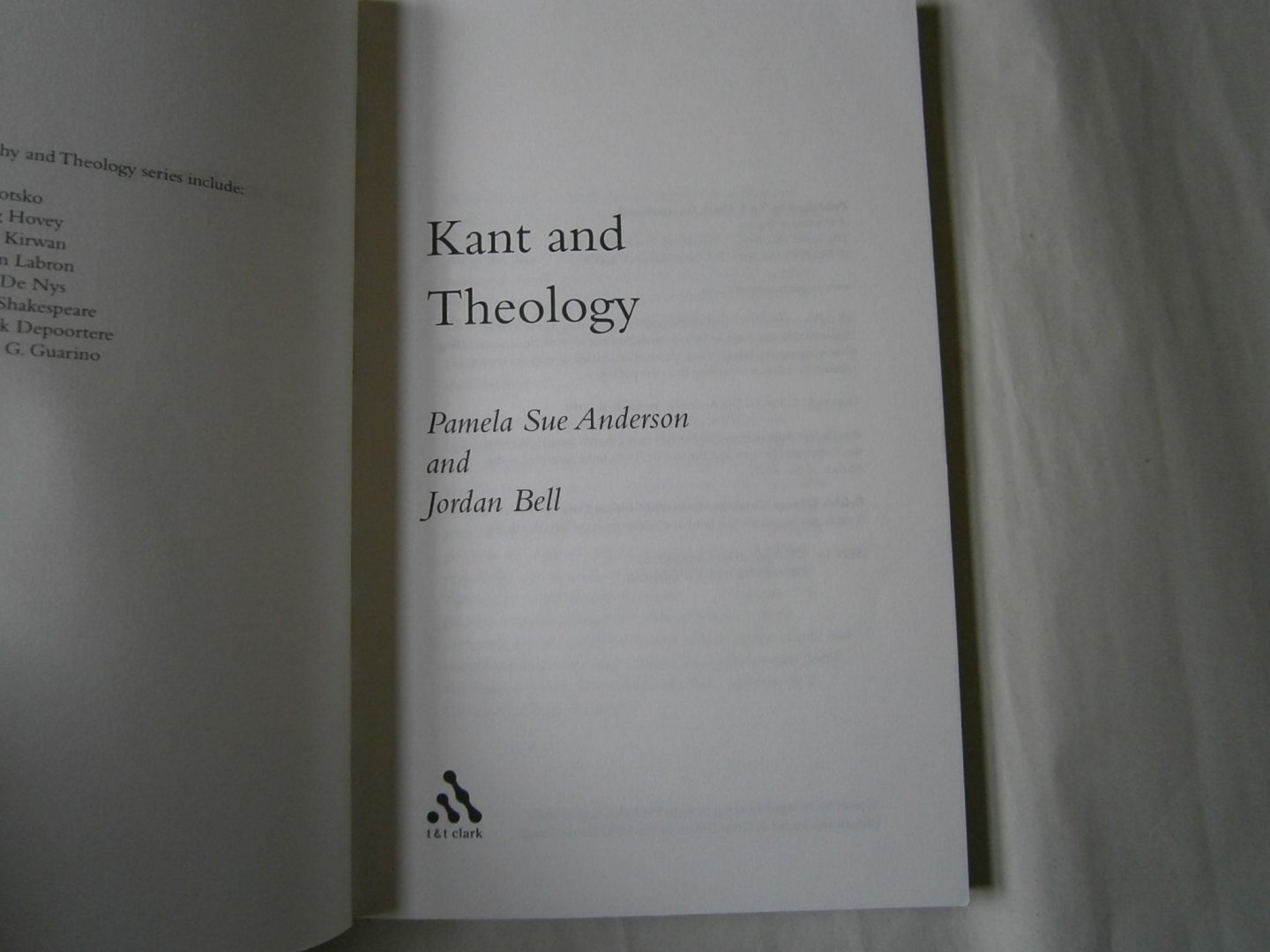 Anderson, Pamela Sue, Dr - Kant and Theology