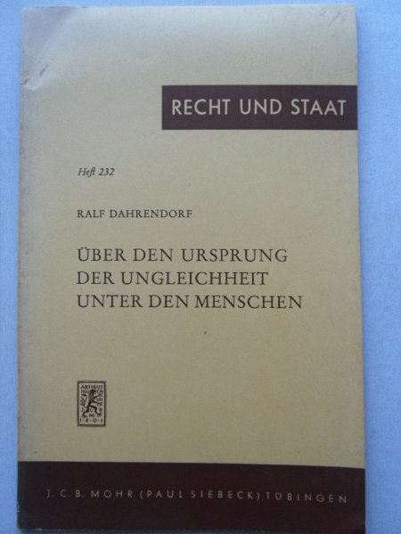 Dahrendorf, Ralf - Über den Ursprung der Ungleichheit unter den Menschen