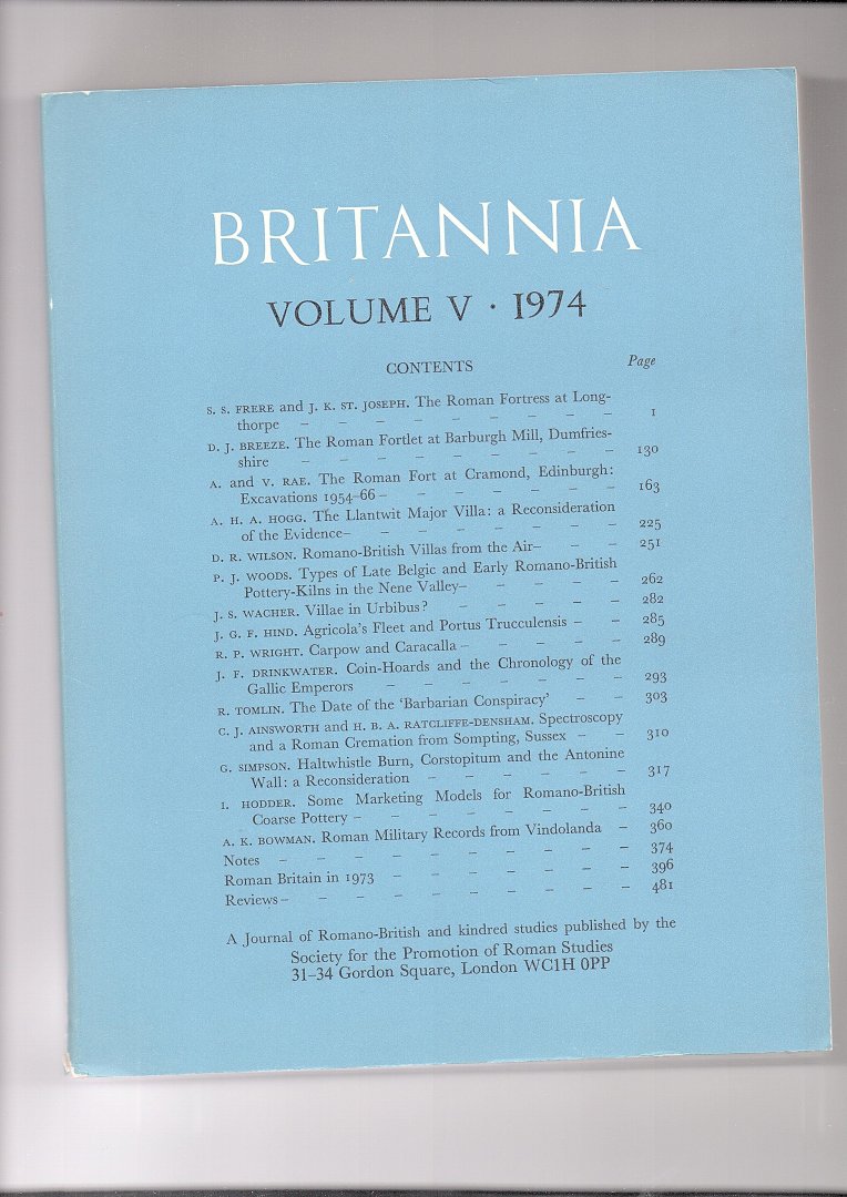 Britannia - Britannia, Volume V. 1974.  A Journal of Romano-British and kindred studies.