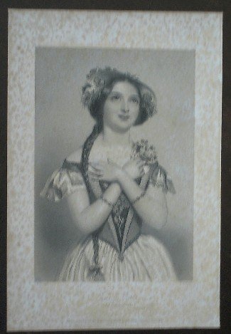 antique print (prent) - Jenny Lind. (In la Sonnambula).