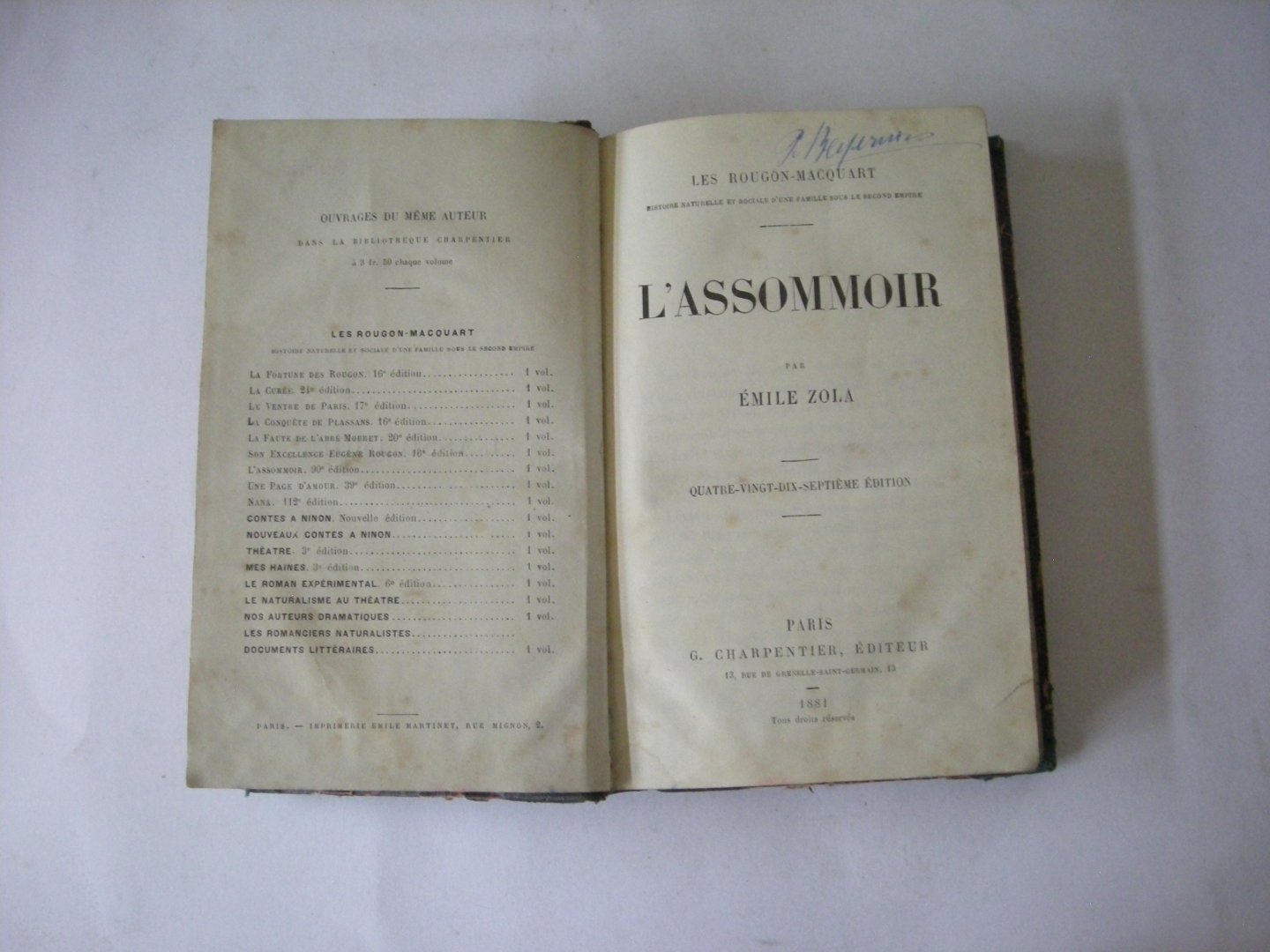 Zola, Emile - L'Assommoir. Les Rougon-Macquart.  Histoire naturelle et sociale d'une famille sous le second empire