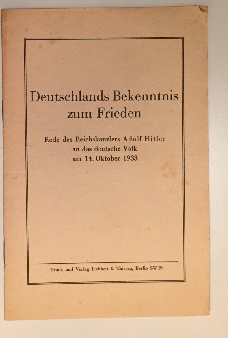 - Deutschland Bekenntnis zum Frieden