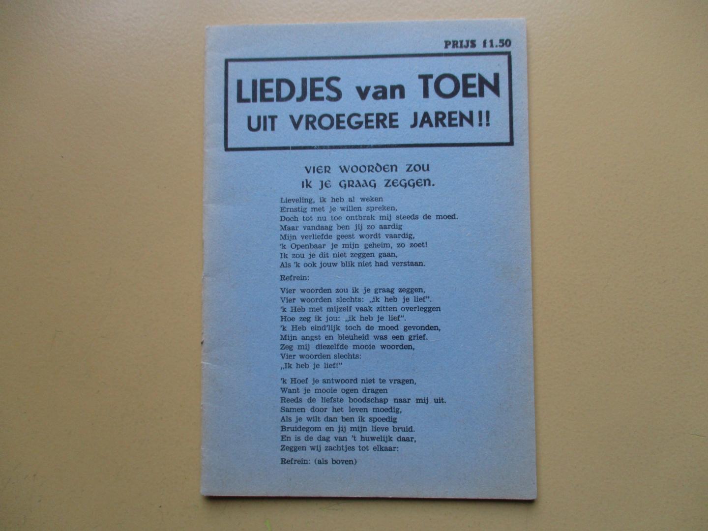 diverse auteurs - Zo de ouden zongen  I -II  - Liedjes van Toen - De Komiek.