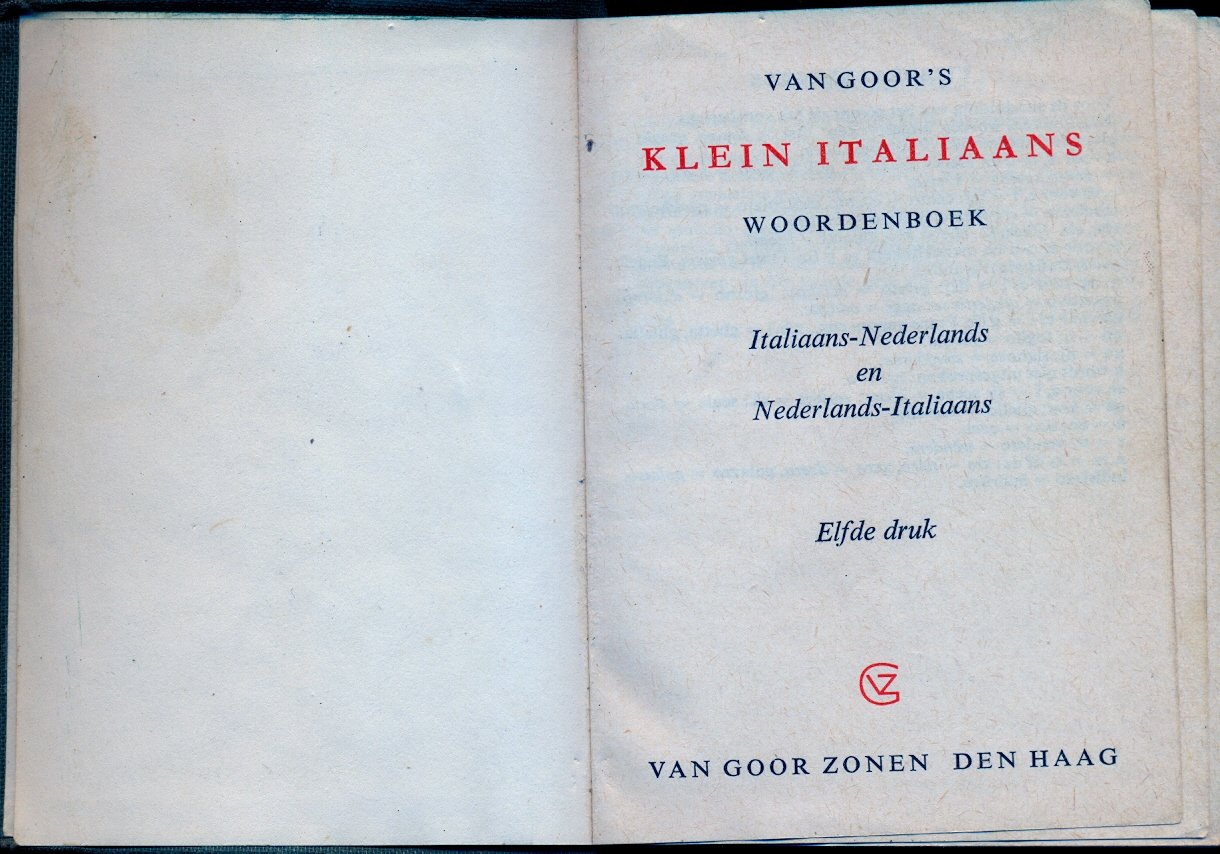 Dekker, J.G. - Van Goor`s Klein Italiaans woordenboek N-I I-N