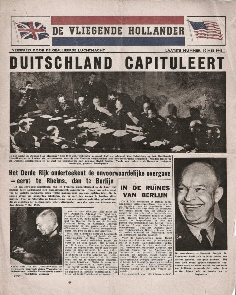 pamflet 2e wereldoorlog - De Vliegende Hollander 10 mei 1945  -  Capitulatie Nazi's