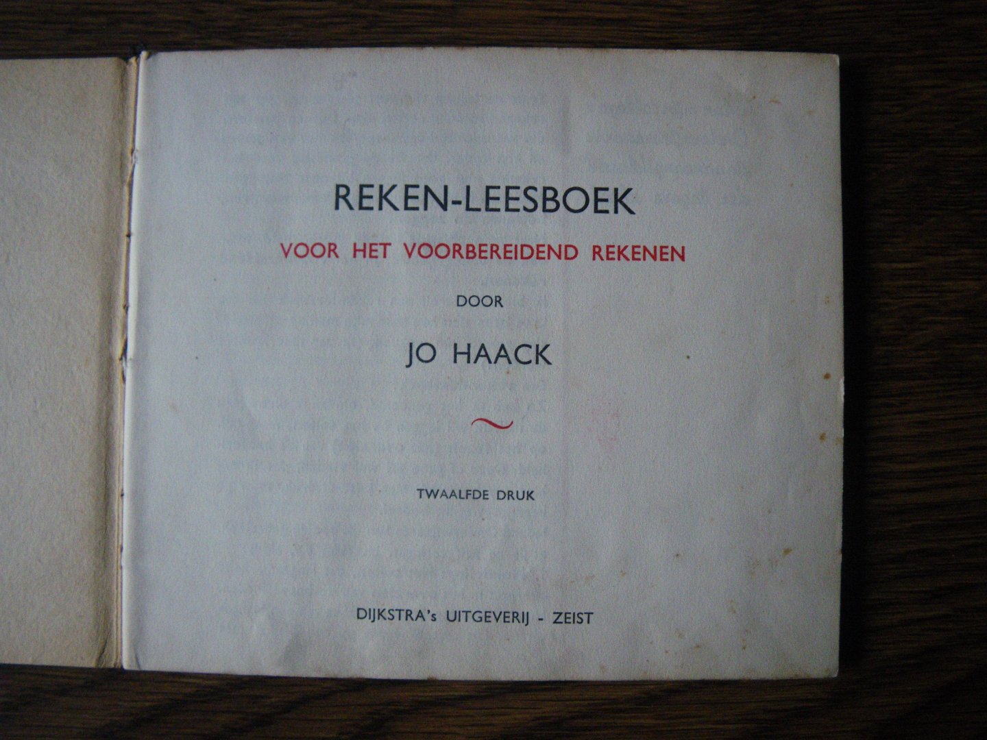 Haack, Jo - Reken-leesboek voor het voorbereidend rekenen