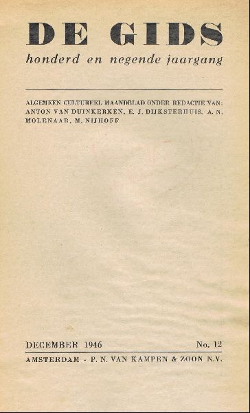Auteurs, Diverse - De Gids Nr. 12, December 1946 Bijdr. van o.a. Ben v Eysselsteyn, Jacoba Eggink, Johanna Goekoop-de Jong