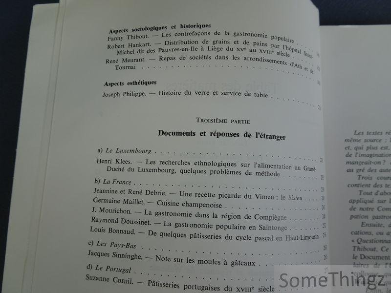 Commission Royale Belge de Folklore. - La gastronomie populaire en Wallonie.