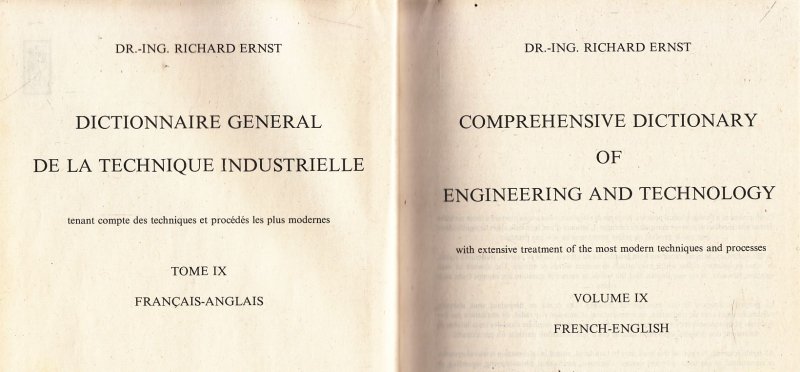 Ernst, Dr.-Ing. Richard - Dictionnnaire general de la technique industrielle, Volme IX, Francais-Anglais