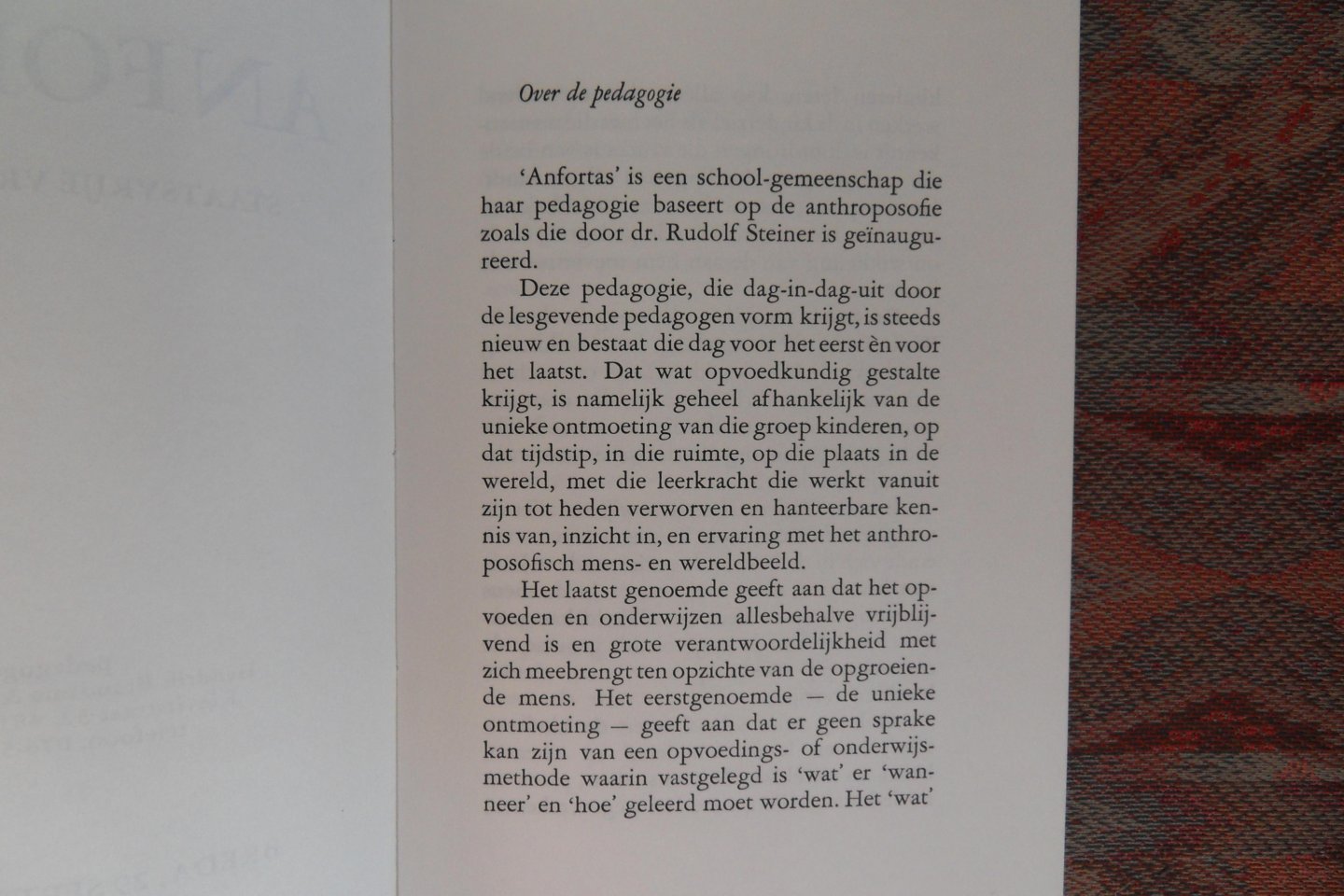 Brandsma, Hendrik. - Anfortas. - Staatsvrije Vrije School. - Breda, 29 september 1997. - De Oprichtingsbrochure.