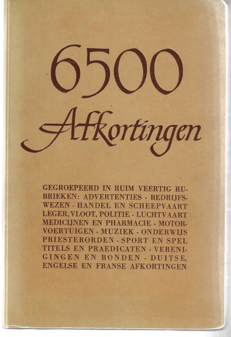 Peregrina - 6500 Afkortingen en kentekenen uit onze taal en de drie moderne talen