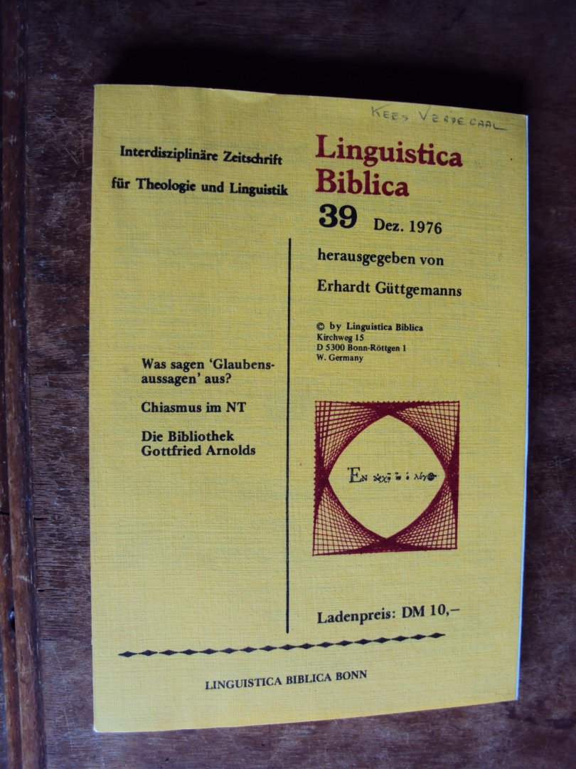 Güttgemanns, Erhardt (Hrsg.) - Linguistica Biblica 39, Dez. 1976