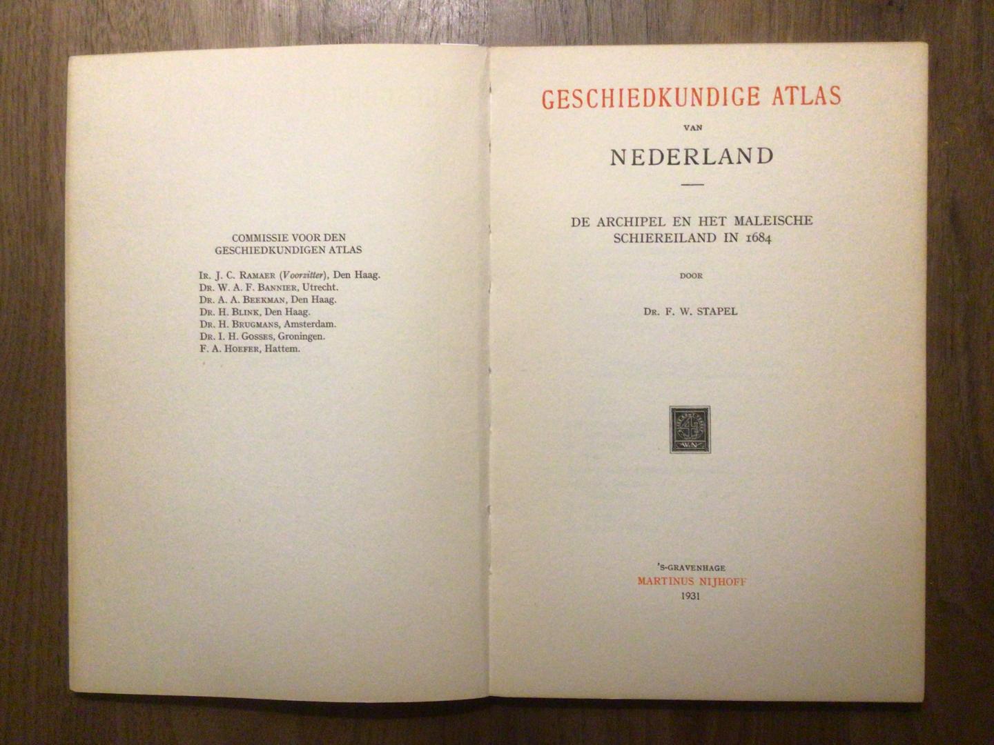 Dr. F.W. Stapel - Geschiedkundige atlas van Nederland - de Archipel en het Maleische schiereiland in 1684