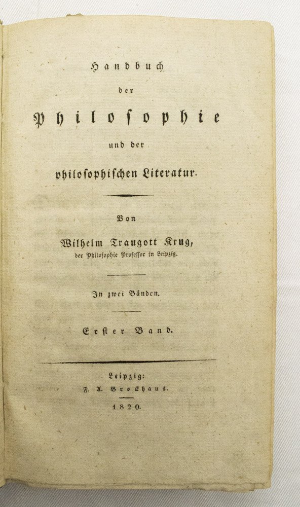 KRUG, WILHELM TRAUGOTT - Handbuch der Philosophie un der philosophischen Literatur. 2 volumes.