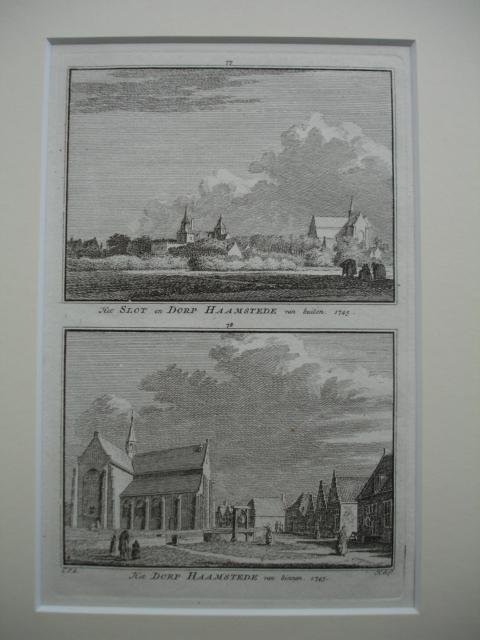 Haamstede. - Het slot en dorp Haamstede van buiten. 1745 - Het dorp Haamstede van binnen. 1745