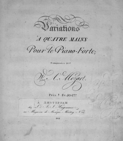 Mozart, W.A.: - [K 501] Variations à quatre mains pour le piano-forte