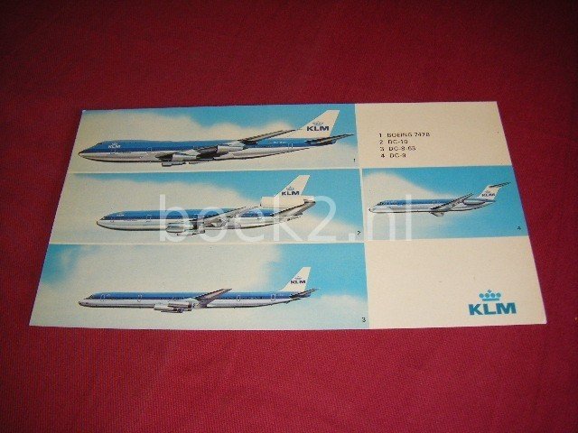 KLM - 1. Boeing 747B - 2. DC-10 - 3. DC-8-63 0 4. DC-9 [ansichtkaart]