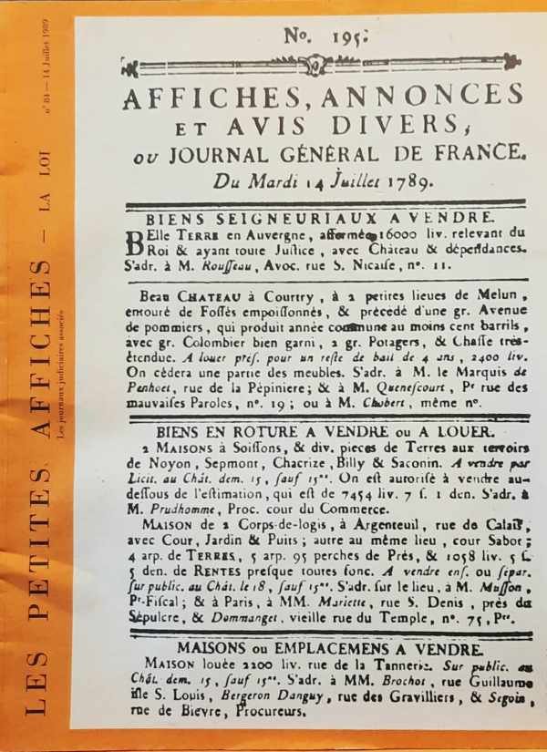 Les petites affiches - Affiches, annonces et avis divers ou journal général de France