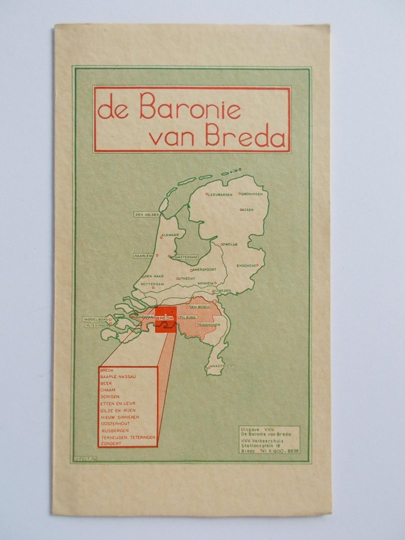 Uitgave VVV - De Baronie van BREDA - Uitslaande kaart in kleur