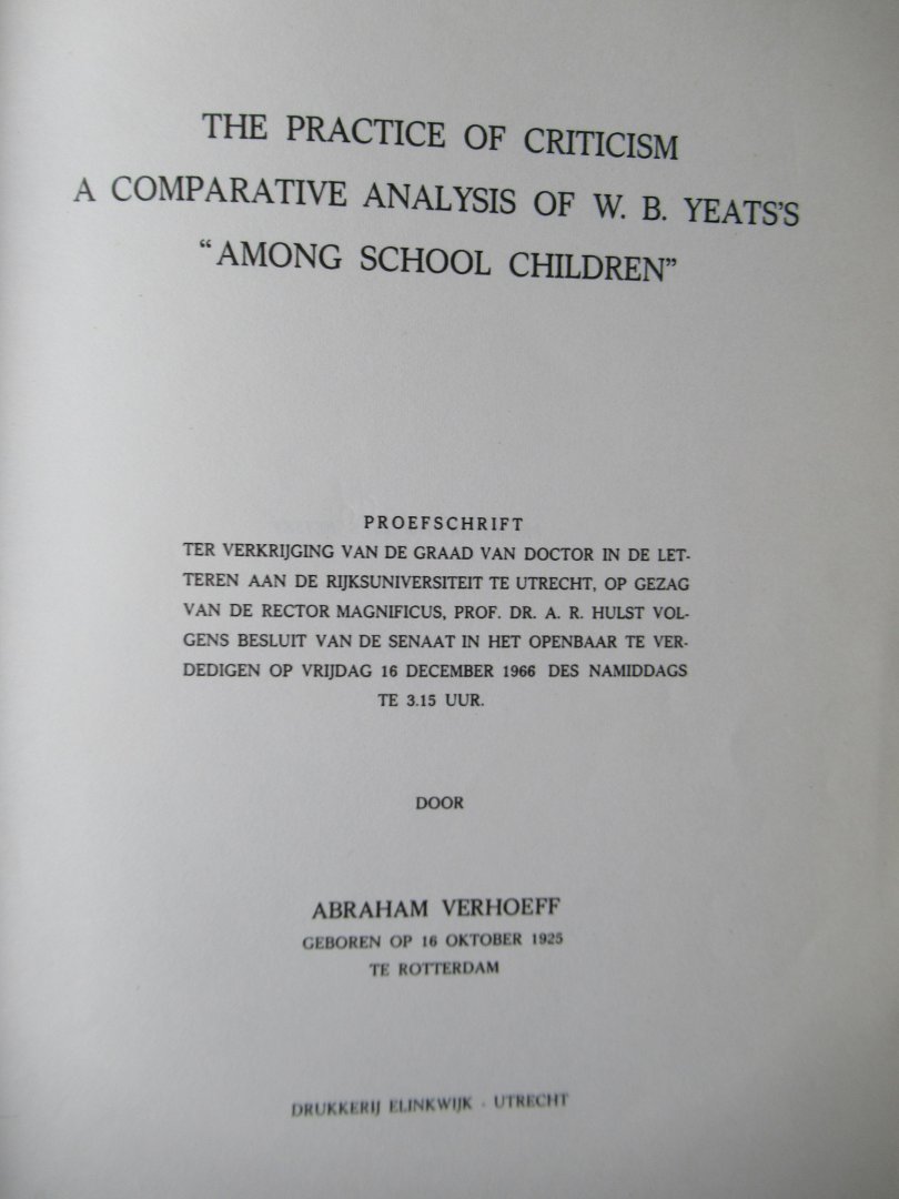 Verhoeff, A. - The practice of critism