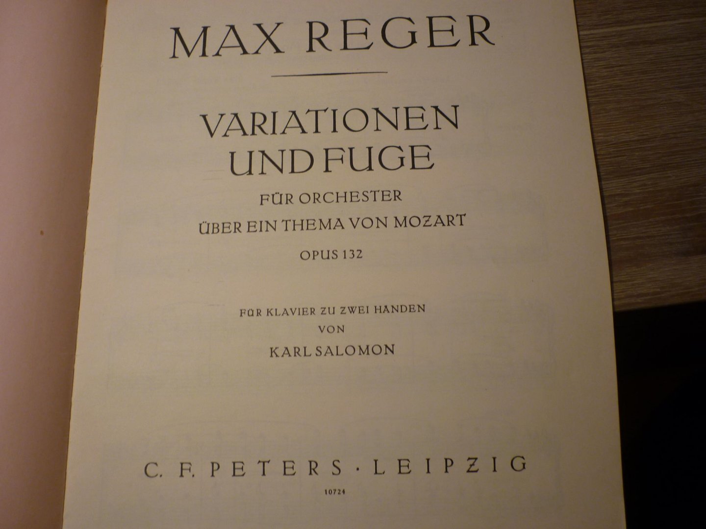 Reger; Max (1873–1916) - Variationen und Fuge fur Orchester, über ein Thema von Wolfgang Amadeus Mozart op. 132; voor Piano 2-handig