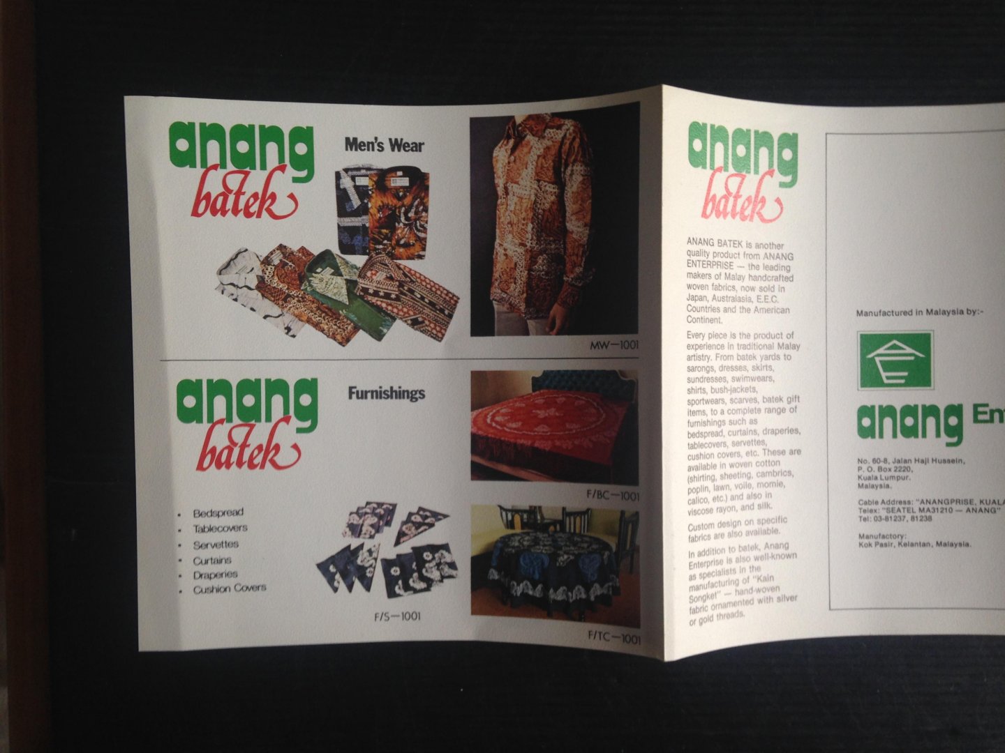  - Batik folder Maleisie Anang Batek, Top Quality Hand-Printed Malaysian Batek