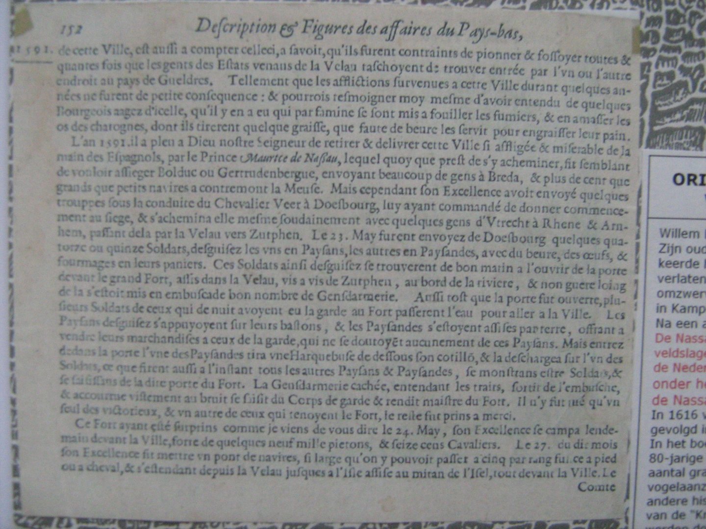  - DEVENTER - Gravure over krijgstoneel 1591 - 1616