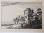 Jan van de Velde II (1593-1641); Claes Jansz. Visscher (II) (1586-1652); Pieter Schenck II (1660-1713) - Antique print, etching | Shepherd at a tower with a well, published before 1713, 1 p.