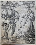 Virgil Solis (1514-1562), after Jörg Breu II (1510 after-1547) - Antique print, engraving | Dancing couple, ca. 1550, 1 p.