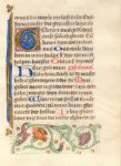  - 15th century manuscript leaf Dutch with flowers and initial (framed)