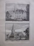 H. Spilman - Raad Huis te Deutichem / Kerk te Deutichem 1743 [Originele kopergravure]