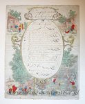 after Adriaen van Ostade (1610-1685) - [Nieuwjaarswens / New Year Wishes, 1818] Willem de Nelde. Hand colored wishcard with genre scenes, dated 1818, 1 p.