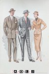  - Modeprent Missets Kleermakerij: Twee mannen en vrouw met hoed