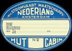 Stoomvaart Maatschappij Nederland - Bagage label SMN Hut/Cabin