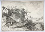 Claes Jansz Visscher (1586/87-1652) after Cornelis Claesz. van Wieringen (1577-1633) - [Antique print, etching] Winding road with a chapel to the left [AMAENIORES ALIQUOT REGIUNCULAE]/Bochtige weg met kapel, published 1613.