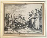 after Abraham Cornelisz. Bloemaert (1564/66-1651), Frederick Bloemaert (ca.1614-1690) - Framed antique drawing | Allegory of the month of April, ca. 1780,  1 p.