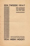 INTERBELLUM - Een tweede 1914? Een oproep tot bezinning van het IAMB. Gasmaskers? Misdadigheid militarisme - 1934: neen! nooit!