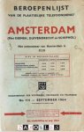 Telfoongids - Beroepenlijst van de plaatselijke telefoondienst Amsterdam (Met Diemen, Duivendrecht en Schiphol)  no. 114 September 1964