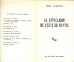 Klossowski, Pierre - La révocation de l'Édit de Nantes recit  No 322  sous le numero 376